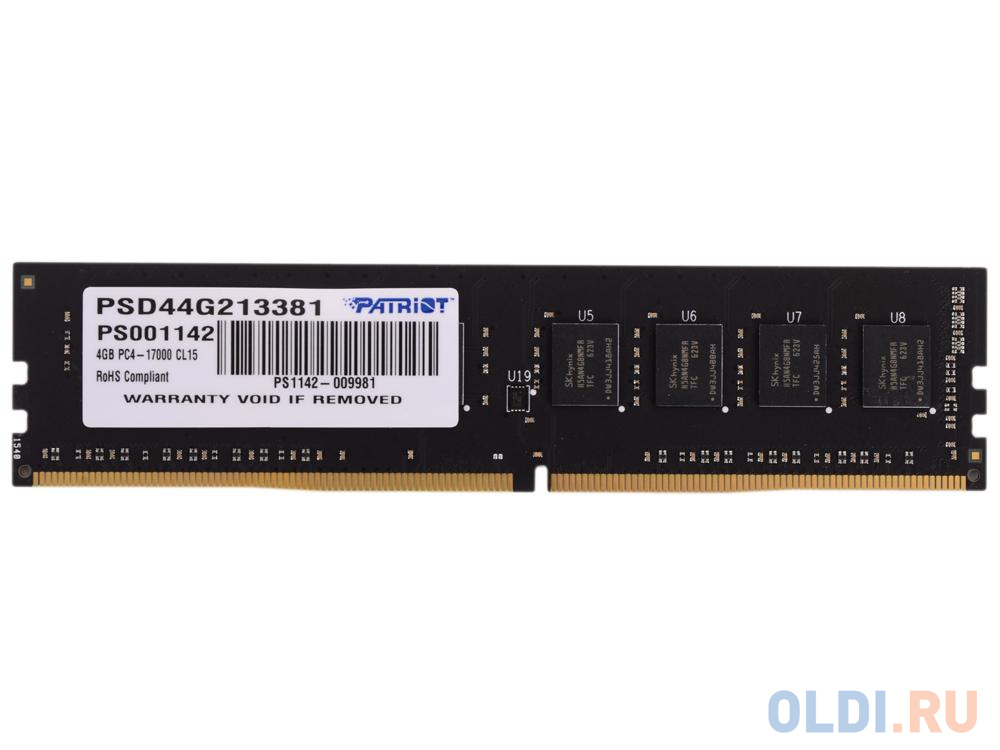 Оперативная память для компьютера Patriot PSD44G213381 DIMM 4Gb DDR4 2133 MHz PSD44G213381