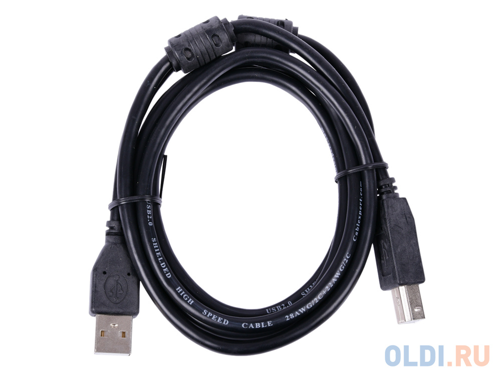 Кабель USB 2.0 AM-BM 1.8м черный Cablexpert CCF2-USB2-AMBM-6