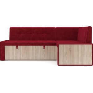 Кухонный угловой диван Mebel Ars Таллин (Бархат красный STAR VELVET 3 DARK RED) 191х83х121 см (M11-22-1) в Москвe