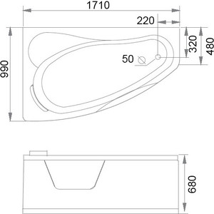 Акриловая ванна Gemy 171x99 с гидромассажем (G9046 II B L)