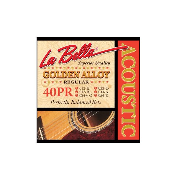 Струны La Bella 40PR Golden Alloy 13-54 бронза для акустической гитары