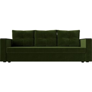 Прямой диван Лига Диванов Атланта Лайт без стола микровельвет зеленый (112646)