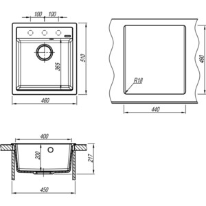 Кухонная мойка и смеситель Florentina Липси 460 Grohe BauEdge (20.280.B0460.302, 31367000)