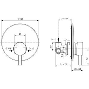 Смеситель для душа Ideal Standard Ceraline с механизмом, хром (A6940AA)