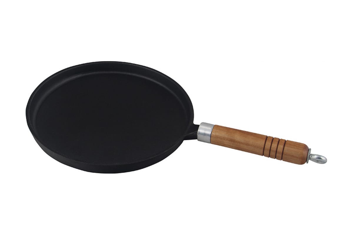 Сковорода блинная Mallony CP-23 23 см, чугун, съемная ручка, черный без крышки (985039)