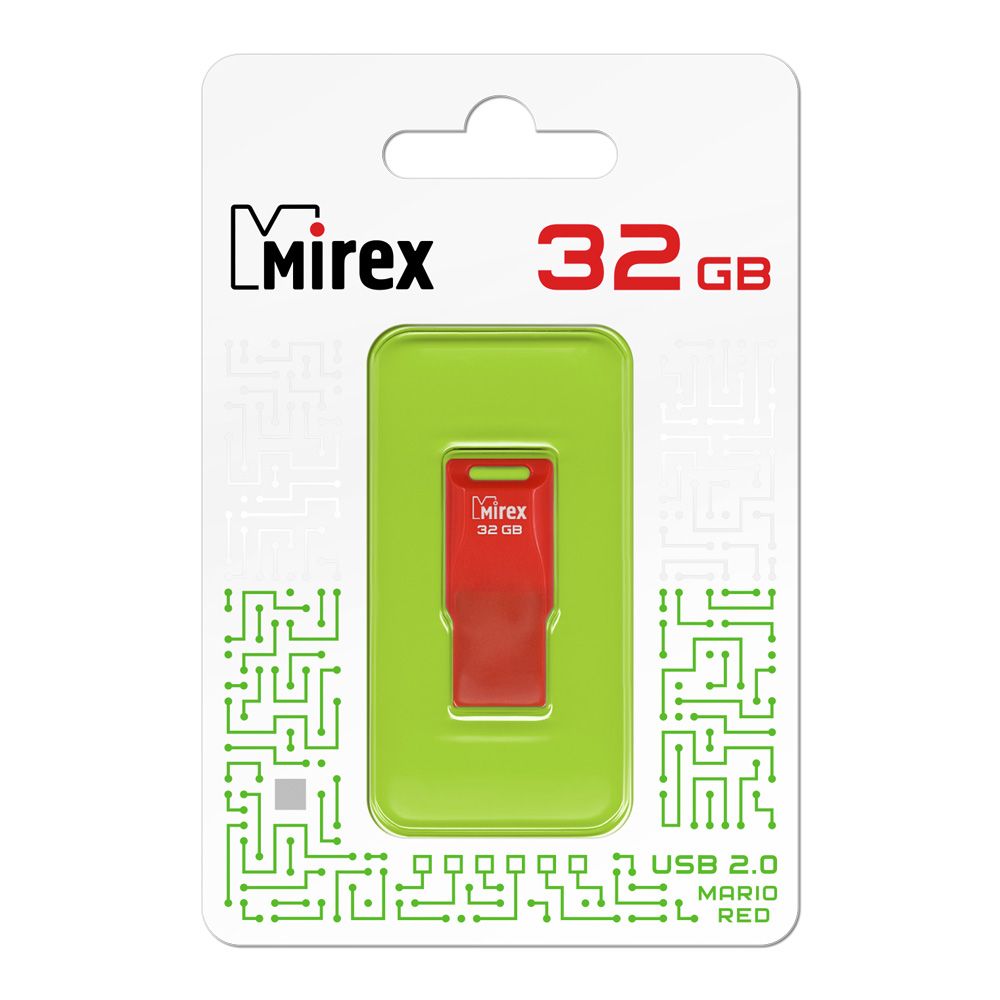 Флешка 32GB Mirex Mario, USB 2.0, Красный (13600-FMUMAR32)