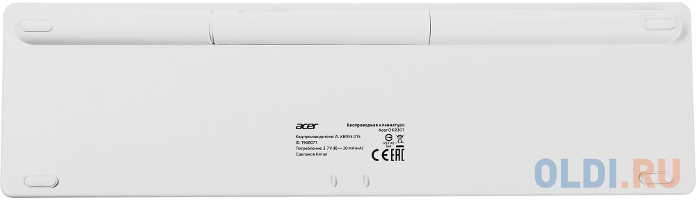 Клавиатура Acer OKR301 белый/серебристый USB беспроводная BT/Radio slim Multimedia (ZL.KBDEE.015) в Москвe