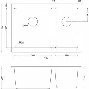 Кухонная мойка EMAR EMQ-2665.PL морион