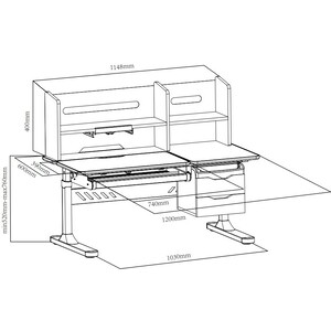 Парта FunDesk Ortensia II grey (1+1) cubby