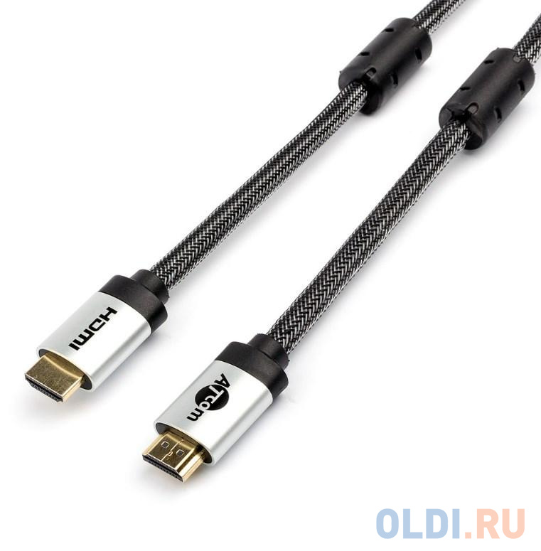 Кабель HDMI 15 м (HIGH speed, Metal gold, в чулке, в пакете)