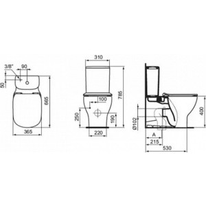 Унитаз-компакт безободковый Ideal Standard Tesi AquaBlade с сиденьем микролифт (T008201, T356801, T352701) в Москвe