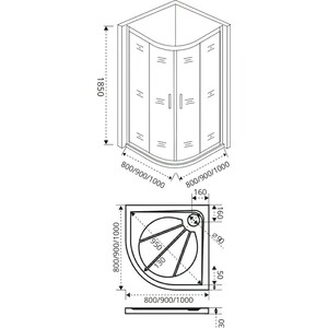 Душевой уголок Good Door Infinity R 100х100 с поддоном, матовый Grape, хром