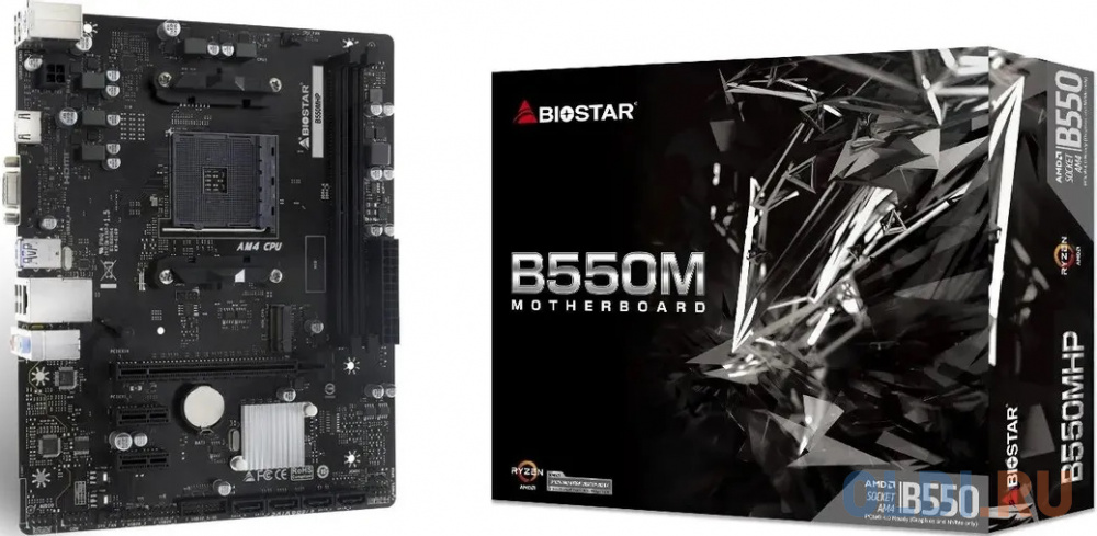 Материнская плата Biostar B550MHP Soc-AM4 AMD B450 2xDDR4 mATX AC`97 8ch(7.1) GbLAN RAID+VGA+HDMI в Москвe