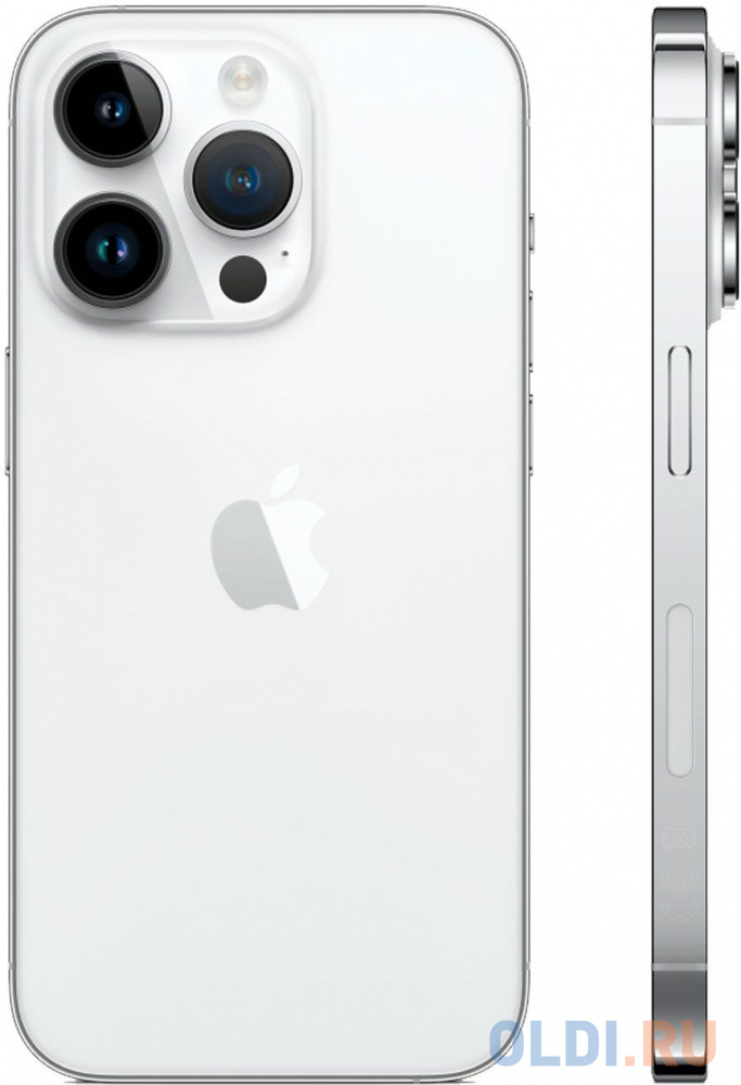 Смартфон Apple A2892 iPhone 14 Pro 128Gb 6Gb серебристый моноблок 3G 4G 2Sim 6.1" 1179x2556 iOS 16 48Mpix 802.11 a/b/g/n/ac/ax NFC GPS GSM900/180