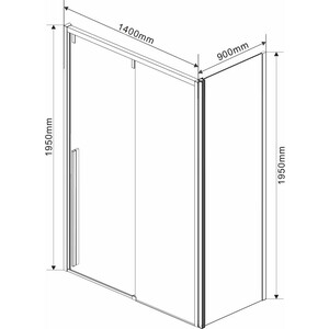 Душевой уголок Vincea Lugano VSR-1L 140х90 прозрачный, черный (VSR-1L9014CLB-1)