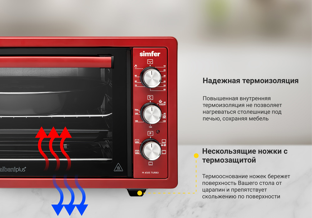 Мини-печь Simfer M4505 серия Albeni Plus Comfort, 5 режимов работы, конвекция