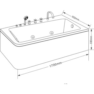 Акриловая ванна Grossman 170x95 левая, с гидромассажем (GR-17095-1L) в Москвe
