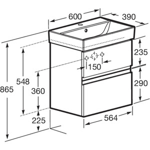 Тумба с раковиной Roca Oleta 60х38 белая матовая (A857639501, 3274C400Y)