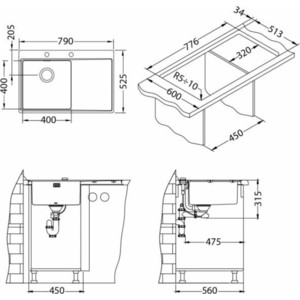 Кухонная мойка Alveus Pure 40R KMB нержавеющая сталь (1103651)