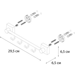 Планка с 4 крючками Fixsen Kvadro (FX-61305B-4) в Москвe