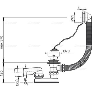 Слив-перелив для ванны AlcaPlast 57 см, пластик, хром (A501 / AG210112160) в Москвe