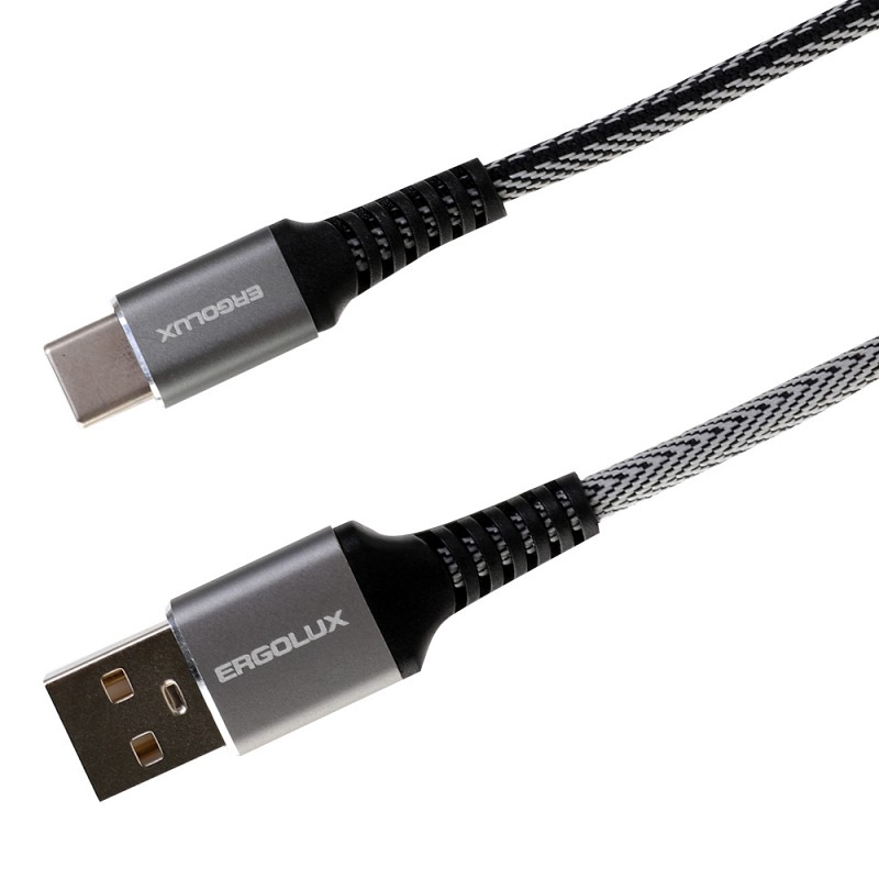 Аксессуар Ergolux USB - Type-C 3А 1.2m Black-White ELX-CDC08-C41