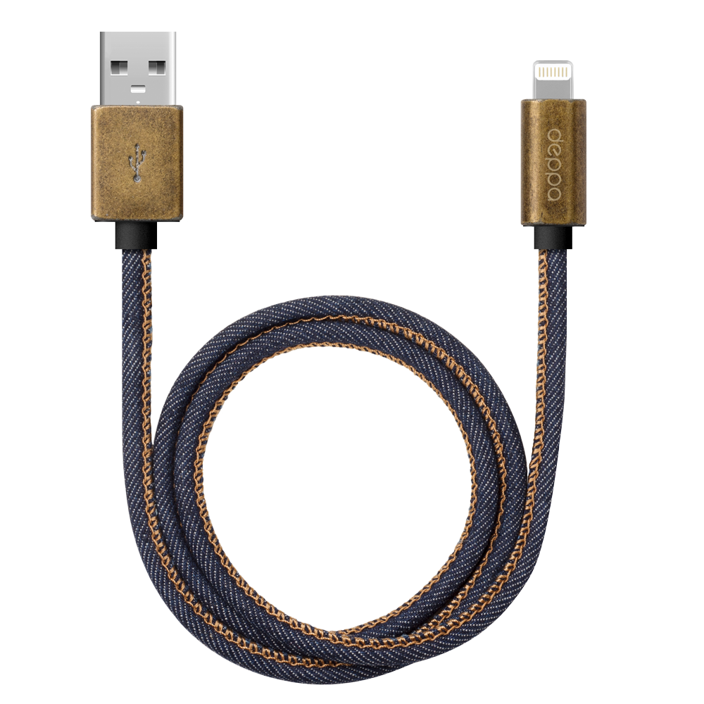 Кабель Lightning 8-pin-USB, 2.4A, 1.2м, медь/джинса Deppa Jeans (72275)