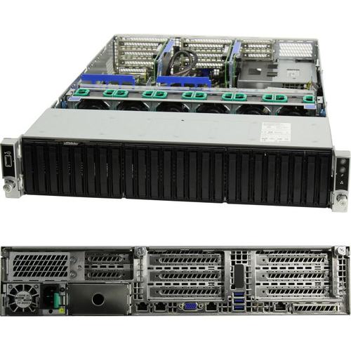 Серверная платформа Intel R2224WFTZSR, 2xSocket3647, 24xDDR4, 24x2.5 HDD HS, 2xM.2-PCI-E/SATA, 2x10GLAN, IPMI, Redundant 1x1300 Вт, 2U (986051)