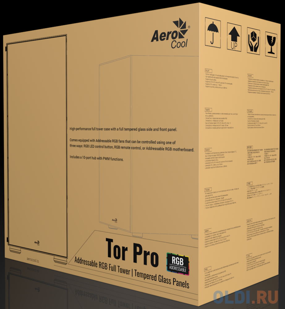 Корпус Aerocool TOR PRO , E-ATX, 0,7мм, без БП, окно из закаленного стекла, 249.5x566x473мм (ШxГxВ), USB3.0 x2, USB2.0 x2, пульт ДУ и контроллер для 1 в Москвe