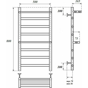 Полотенцесушитель электрический Point Артемида П6 500x800 c полкой, хром (PN14158PE)