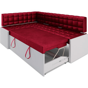 Кухонный диван Mebel Ars Ганновер правый угол (бархат красный STAR VELVET 3 DARK RED) 178х82х103 см в Москвe