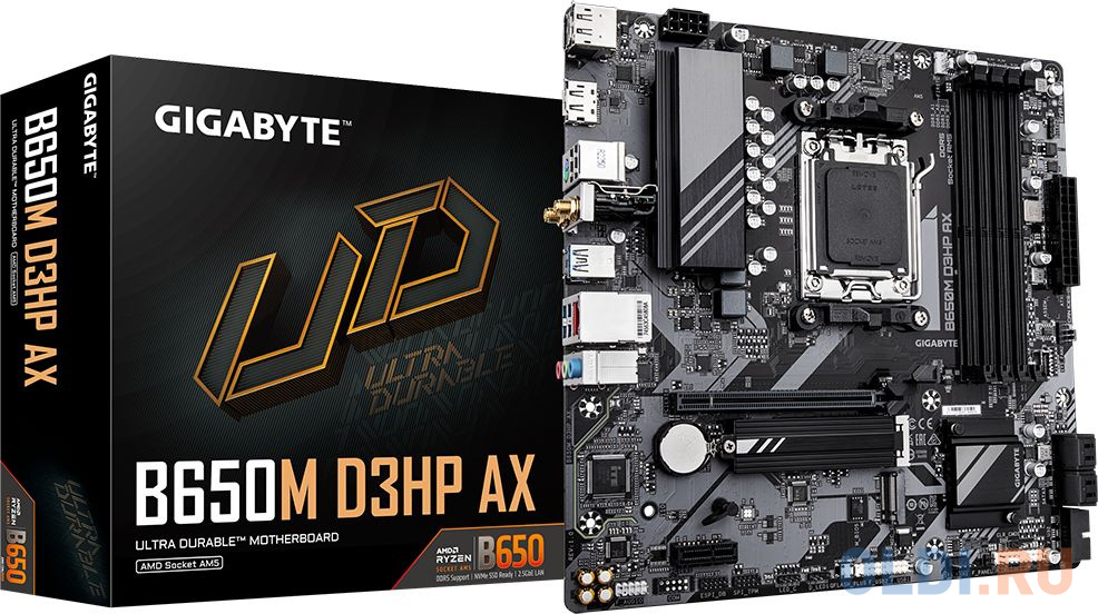 Материнская плата Gigabyte B650M D3HP AX SocketAM5 AMD B650 4xDDR5 mATX AC`97 8ch(7.1) 2.5Gg RAID+HDMI+DP