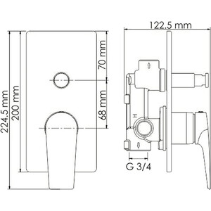 Смеситель для ванны Wasserkraft Glan черный глянец (6661)