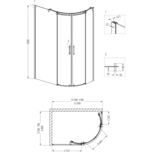 Душевой уголок Grossman Galaxy 120x80 с поддоном, прозрачный, хром, левый (GR-4120L, GR-119212020L)