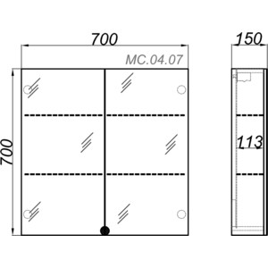 Зеркальный шкаф Aqwella MC 70x70 белый (MC.04.07)