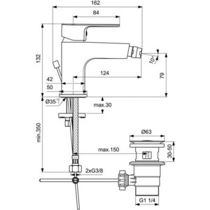 Смеситель для биде Ideal Standard Cerafine D с донным клапаном (BC492AA)