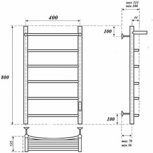 Полотенцесушитель электрический Point Афина П5 400x800 с полкой, правый, белый (PN04848PW)