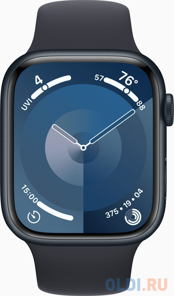 Смарт-часы Apple Watch Series 9 A2980 45мм OLED корп.темная ночь рем.темная ночь разм.брасл.:M/L (MR9A3LL/A)