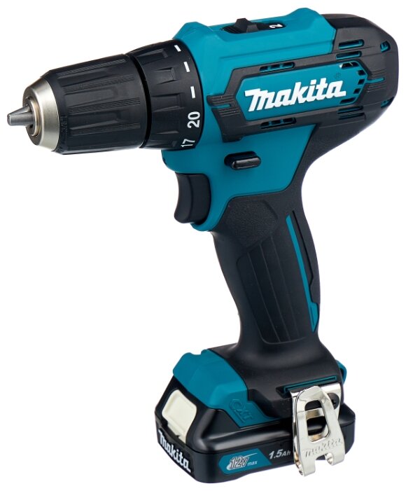 Дрель-шуруповерт Makita DF333DWYE, аккумуляторный, 30 нм, 1700 об/мин, 12V, 1.5 А·ч, Li-Ion, два акб, быстрозажимной патрон, 1.1 кг в Москвe