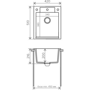 Кухонная мойка Polygran Argo 420 №16 черный (627321) в Москвe