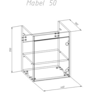 Тумба с раковиной Alcora Mabel 46х38 дуб галифакс (31155, S-UM-COM50/1-w)