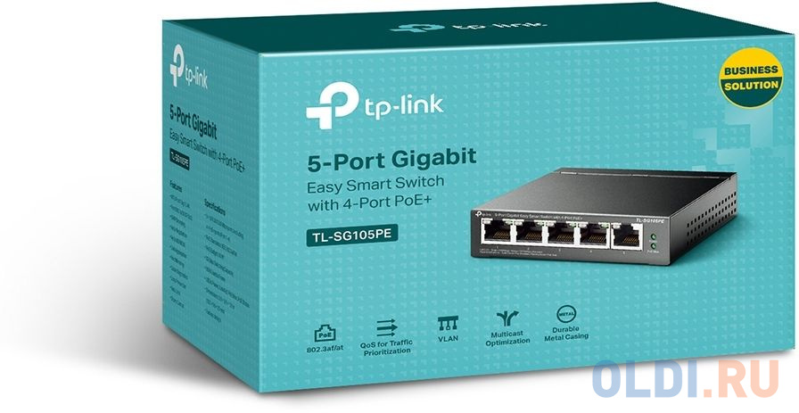 5-Port Gigabit Easy Smart Switch with 4-Port PoE+, metal case, desktop mount, PoE budget 65W, suppor