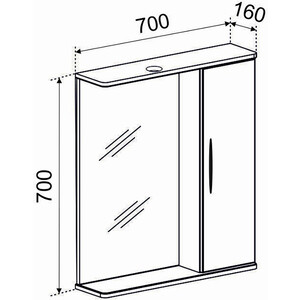 Зеркало-шкаф Emmy Рокард 70х70 левый, с подсветкой, белый (rok3.70bel-l)