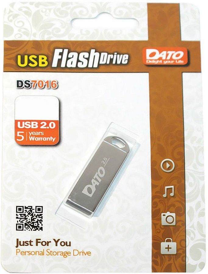 Флешка Dato 64Gb DS7016 DS7016-64G USB2.0 серебристый