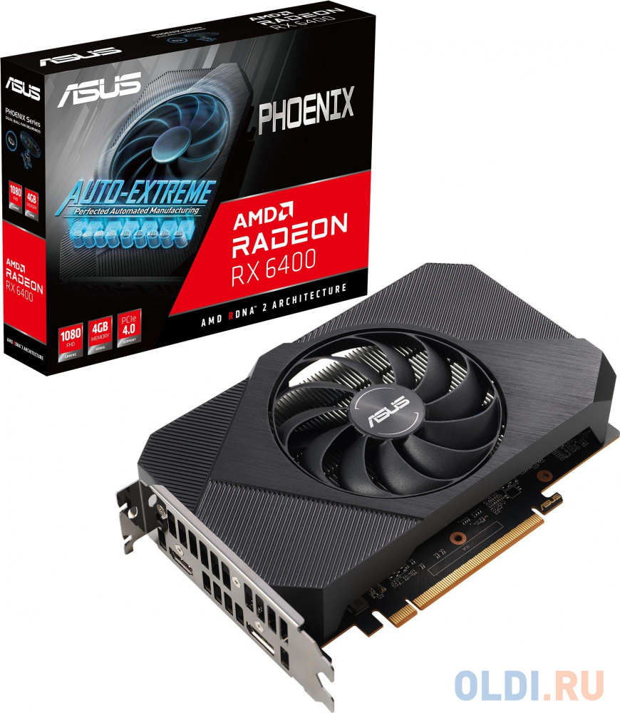 Видеокарта Asus PCI-E 4.0 PH-RX6400-4G AMD Radeon RX 6400 4096Mb 64 GDDR6 2039/16000 HDMIx1 DPx1 HDCP Ret