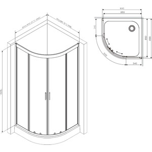 Душевой уголок Am.Pm Gem 90x90 прозрачный, черный (W90G-401-090BT)