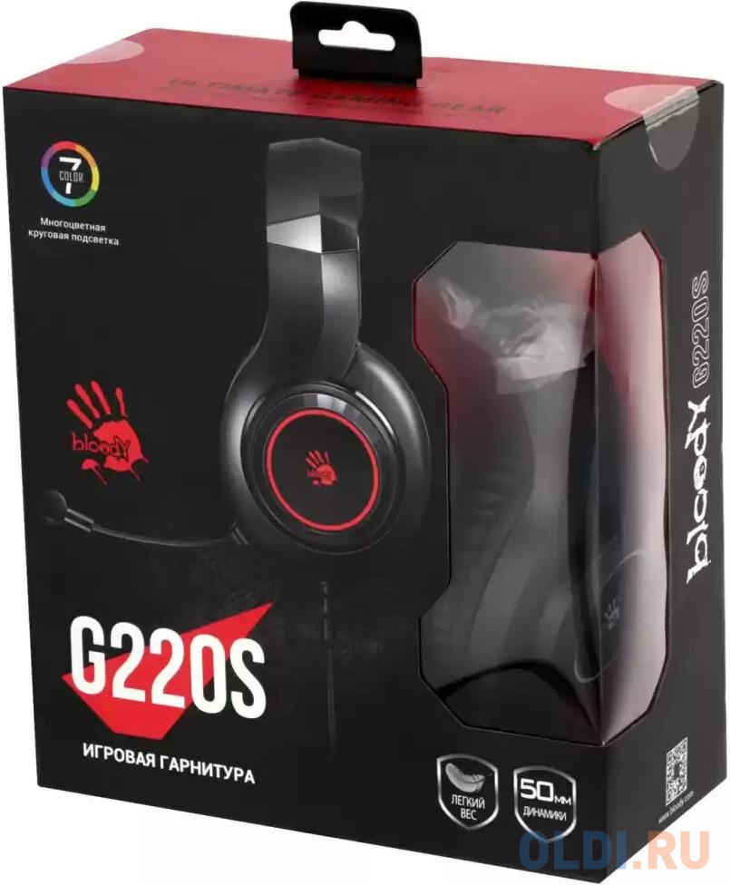 Наушники с микрофоном A4Tech Bloody G220S черный 2м мониторные USB оголовье (G220S USB/ BLACK) в Москвe