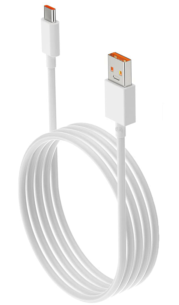 Кабель Xiaomi Fast Charging 6A USB-A + USB-C, 1 м, белый