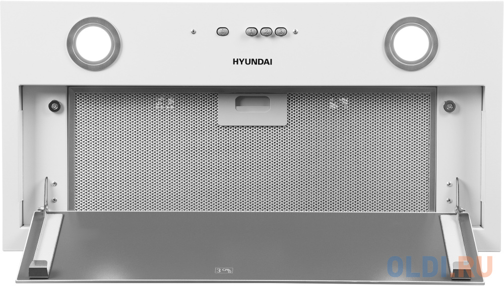 Вытяжка встраиваемая Hyundai HBB 6036 WG белый управление: кнопочное (1 мотор)