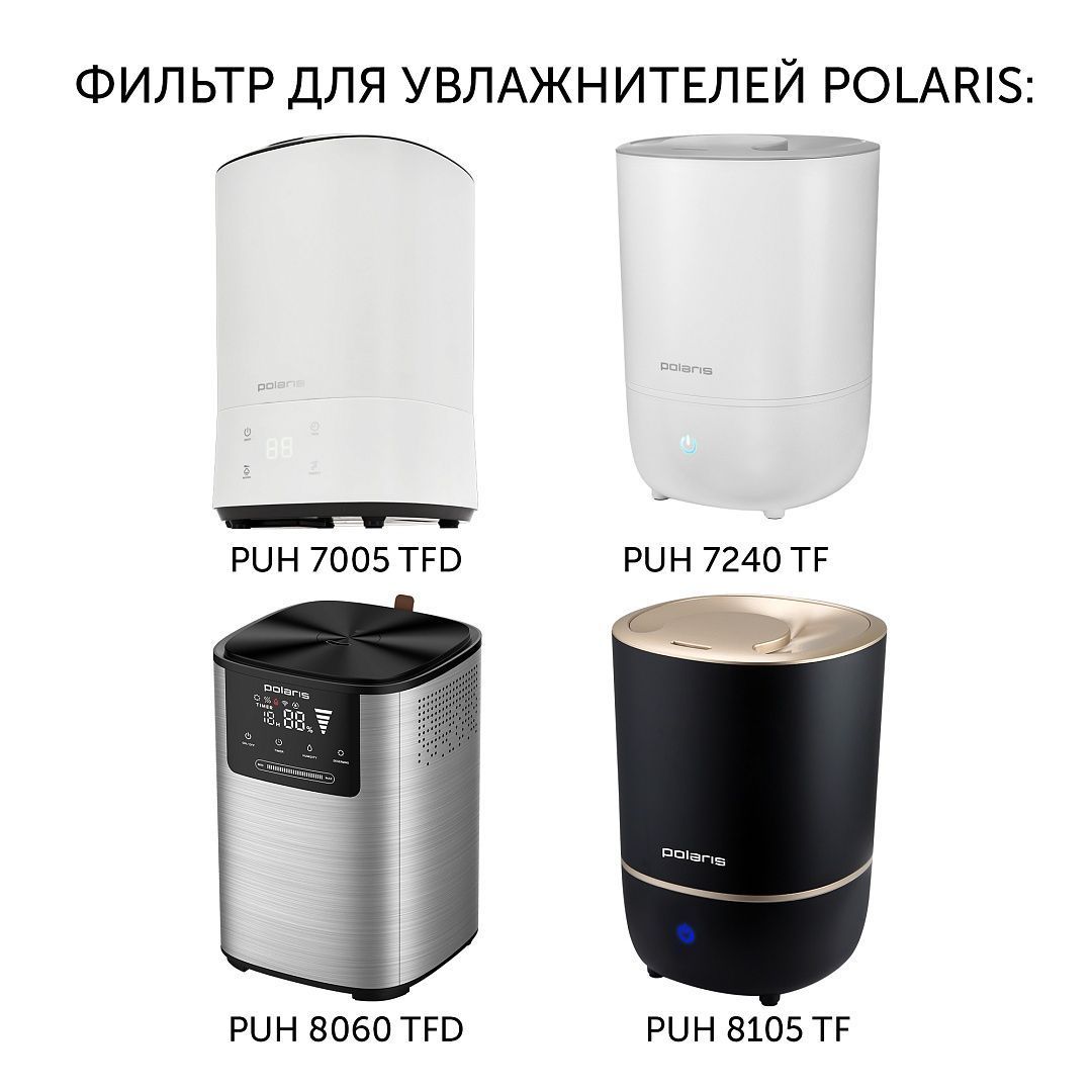 Фильтр для увлажнителей воздуха Polaris PUH 5906Di , 7005TFD, 0427TF, 7240TF, 8105TF, 6080TFD, 8060TFD, 2804TFD, 1010 WIFI IQ Home, 4040 WIFI IQ Home в Москвe